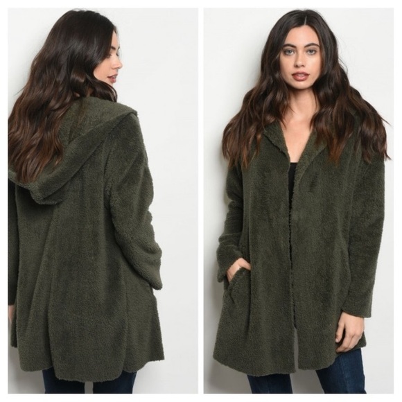 Olive Sherpa Jacket - Picture 1 of 3